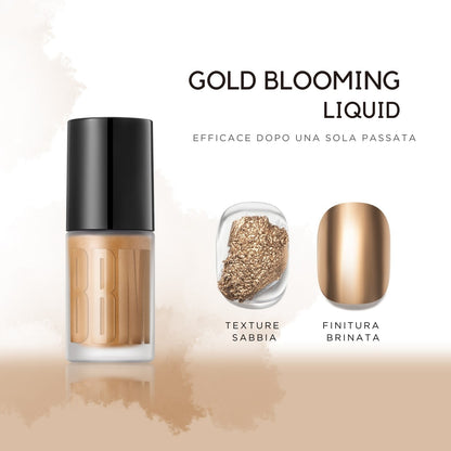 Blooming Liquid Gulauri con texture sabbia e finitura brinata, ideale per creare nail art con effetto marmo, acquarello e decorazioni sfumate