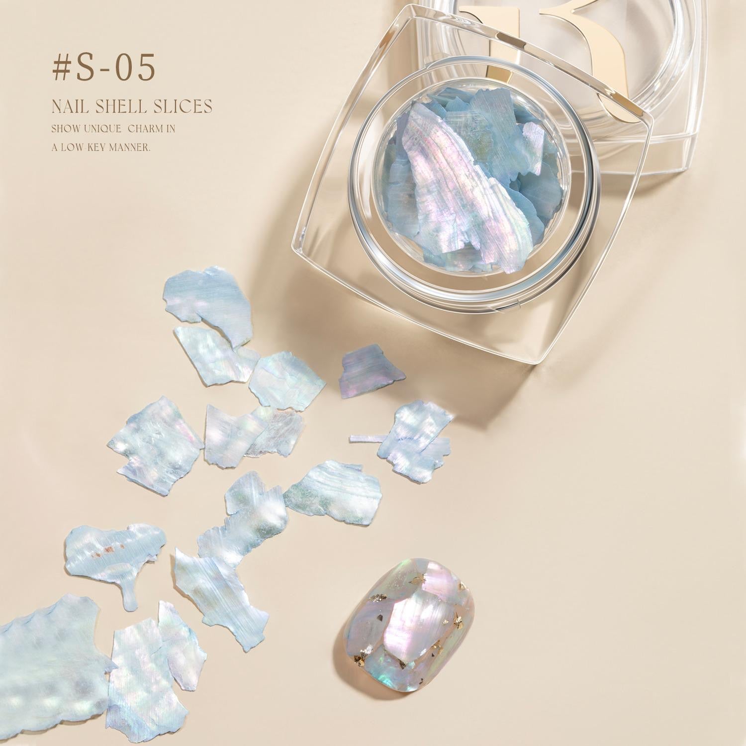 S05 Opal Powder + Nail Shell Slices gulauri
