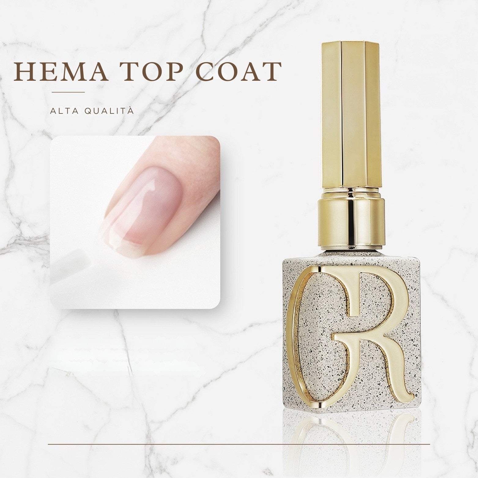 Top coat HEMA free di gulauri con finitura extra lucida, ideale per proteggere gel e semipermanente, adatto anche a unghie sensibili e soggetti allergici