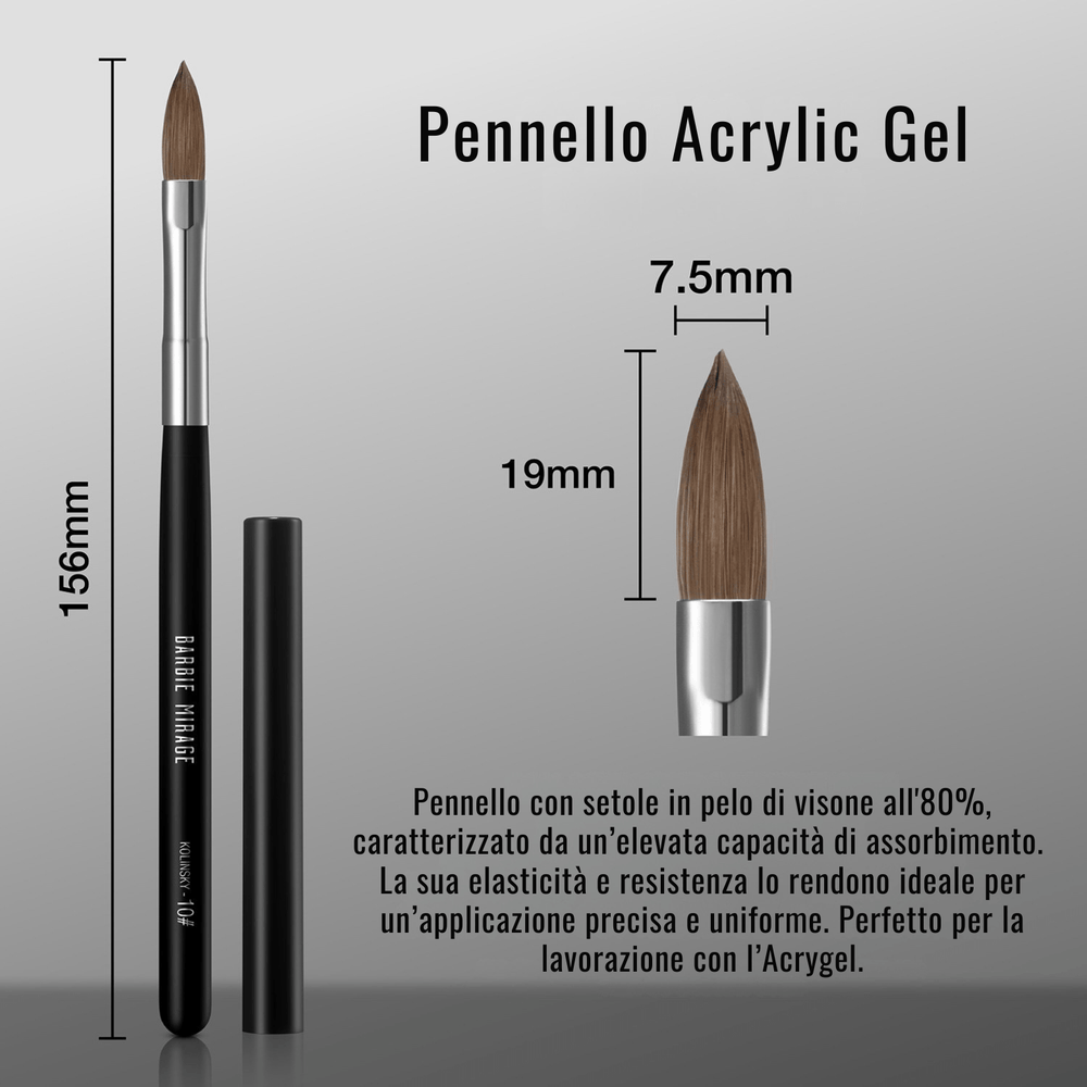 Pennello Acrygel Barbie Mirage, strumento professionale per modellazione e applicazione gel unghie con precisione