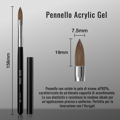 Pennello Acrygel Barbie Mirage, strumento professionale per modellazione e applicazione gel unghie con precisione